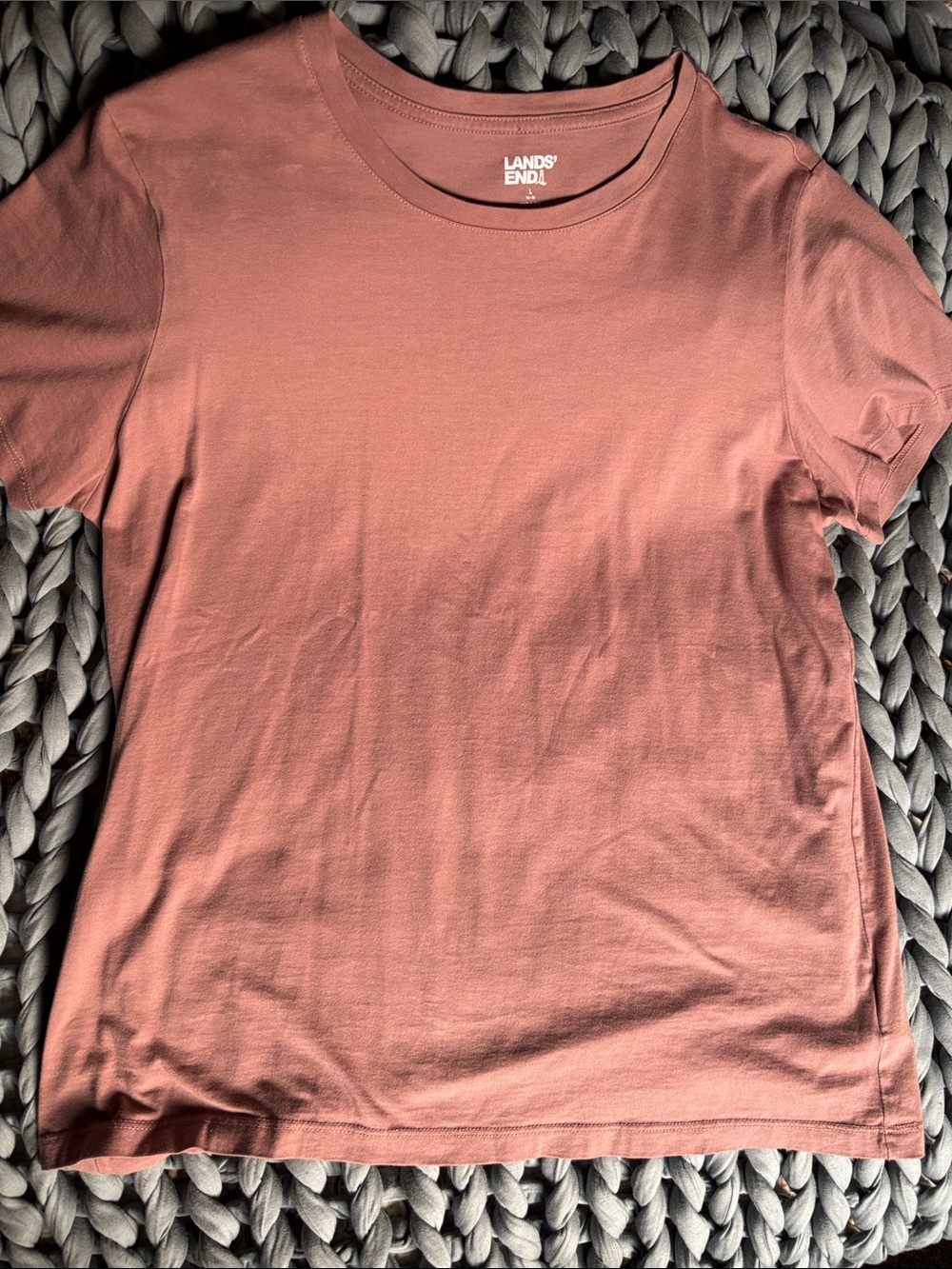 Lands' End Short Sleeve Crewneck Tee - Dusty Rose